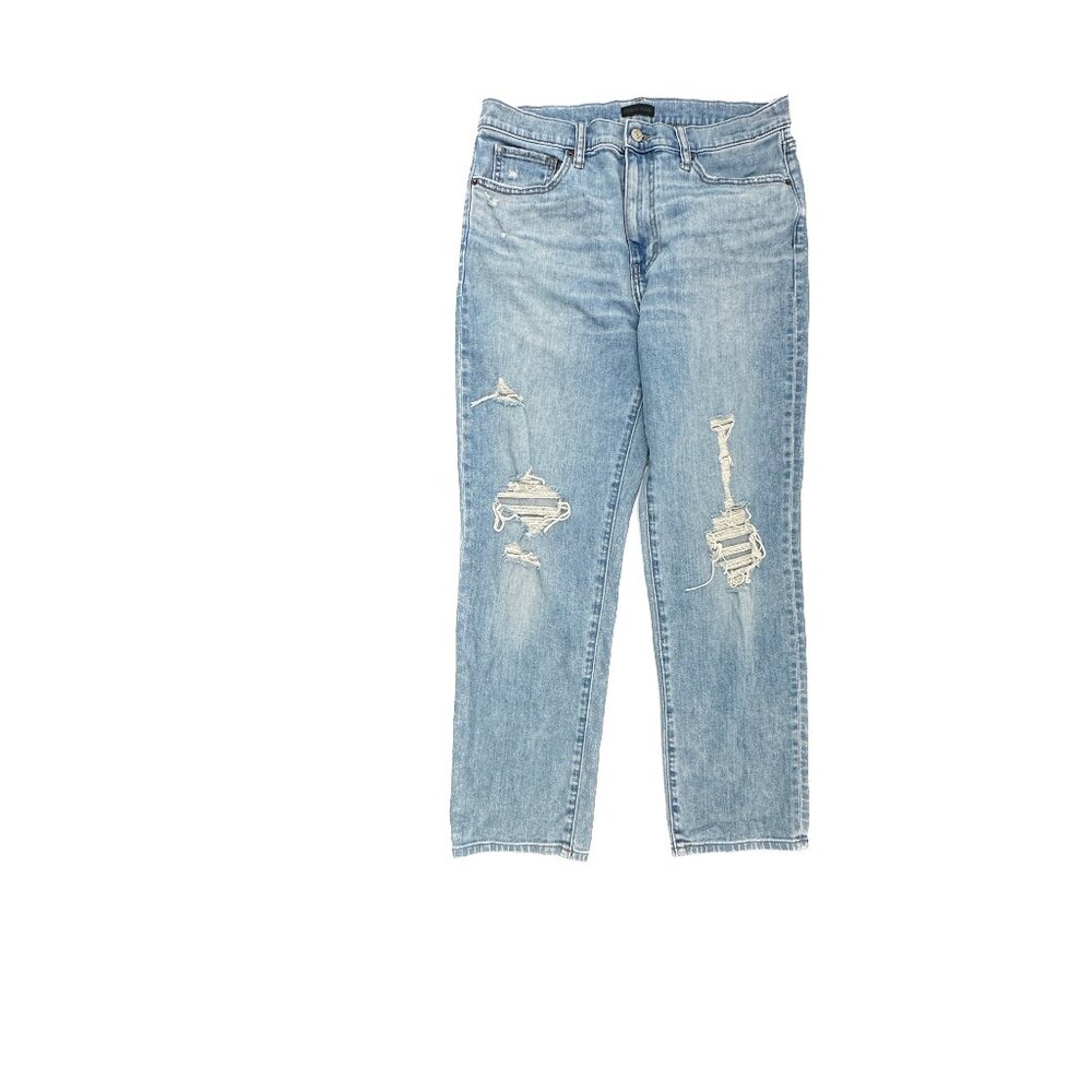 uniqlo Distressed Slim Straight High Rise Women's size 30 Medium Blue Denim Jean